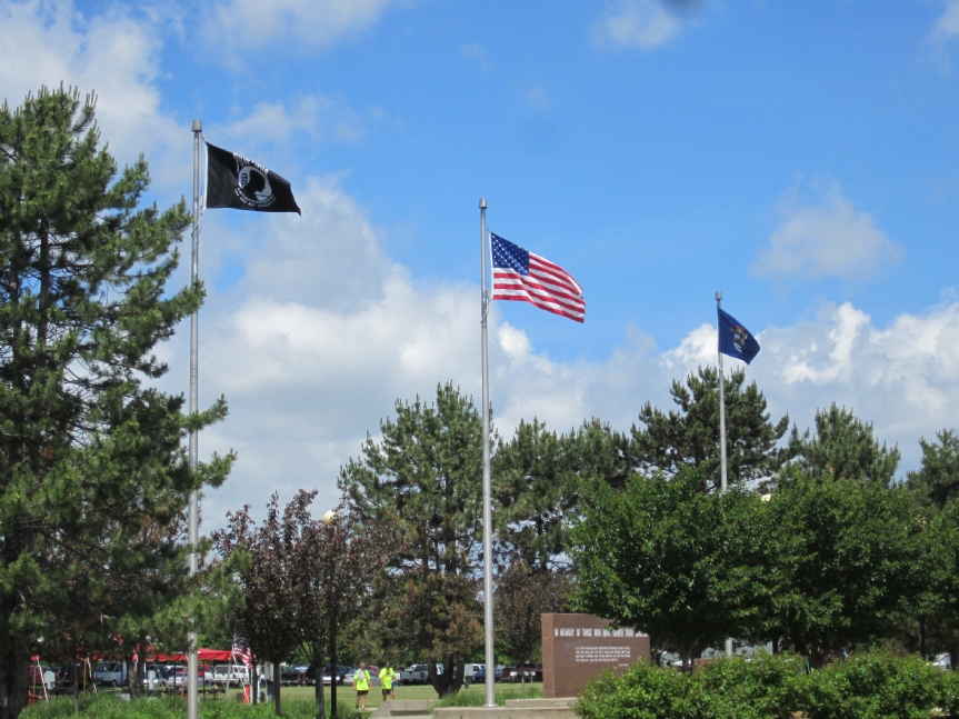 POW/MIA Flag flies at Veterans park in Bay City