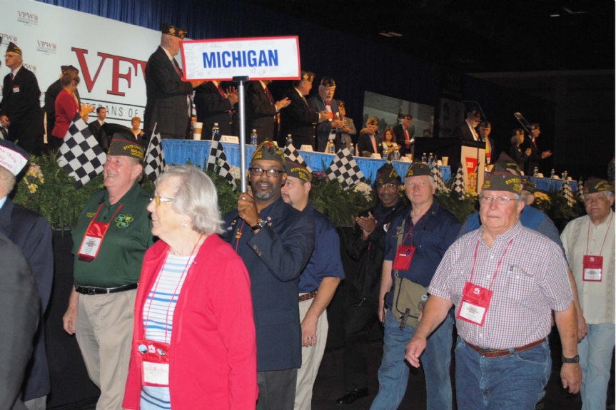 Michigan Delegation marching after installation of new Commander-in-Chief
